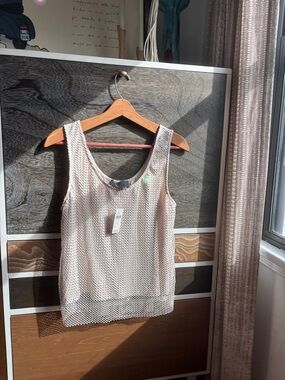 Sunday in Brooklyn Sleeveless Metallic Knit Tank Top - Cream